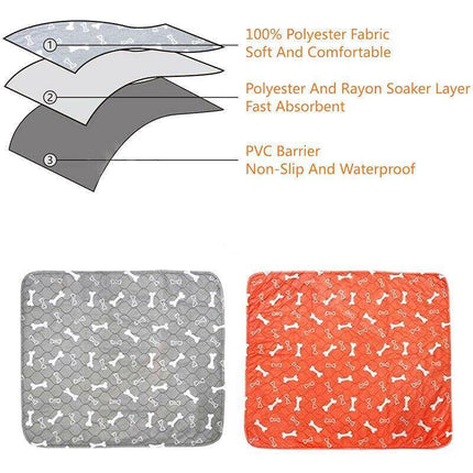 Orange Washable Pet Dog Cat Training Pee Pads Cushion Bed Absorbent Mat - Aimall