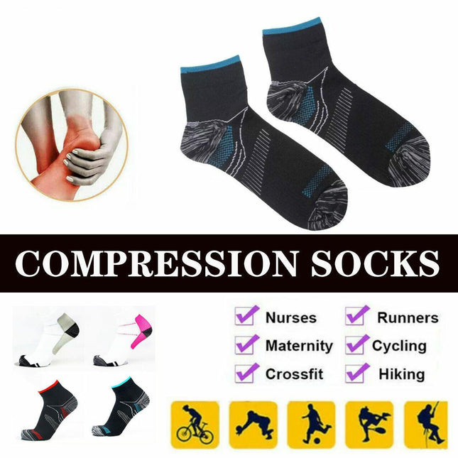 1Pair Plantar Fasciitis Foot Pain Relief Sleeves Heel Ankle Compression Socks L/XL - Aimall