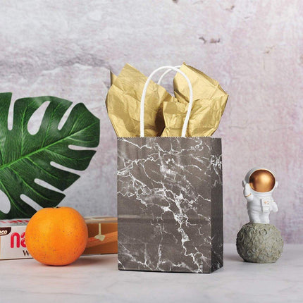 25PCS Marble Series Shopping Paper Bag Luxury Handbag Party Favor Gift Bags Set