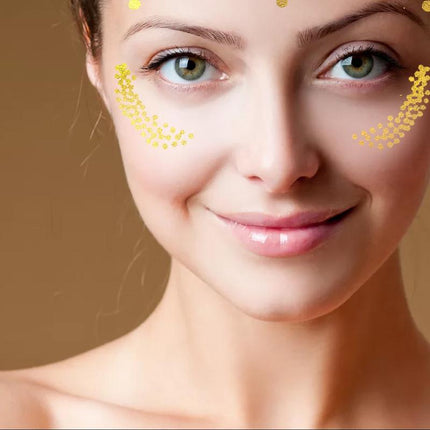 8Style Women Girl Face Gold Shine Body Temporary Tattoo Freckle Art Tattoo Paper - Aimall