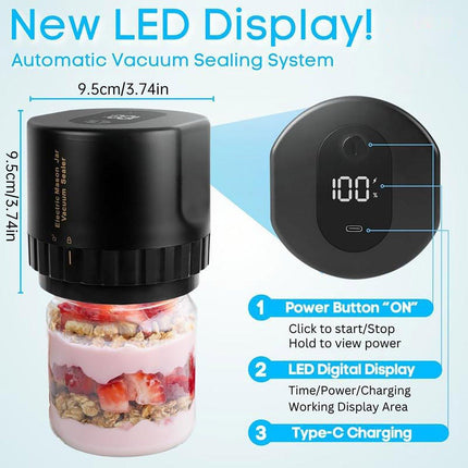 Mason Jar Vacuum Sealer Jar Sealer Cordless Electric Automatic for Home Kitchen