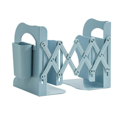 Adjustable Desktop Bookshelf Organizer With Pen Holder Folding Book Storage Rack