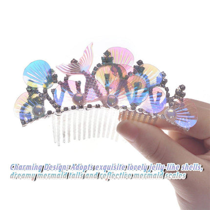 Mermaid Plug Comb Headband Princess Crown Hair Accessories for Girls and Women
