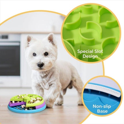 Triple Slow Feeding Bowl Pet Feeder for Cats and Dogs Healthy Eating Bowl