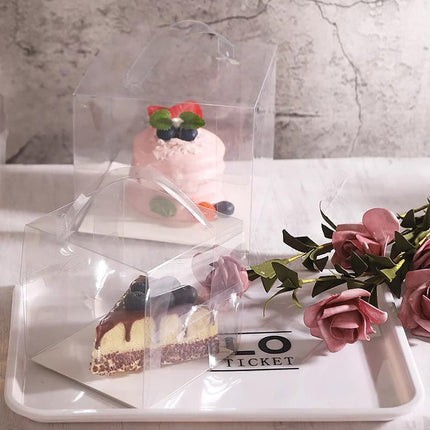 30x Transparent Disposable Cake Boxes with Handles Premium Quality Packagin