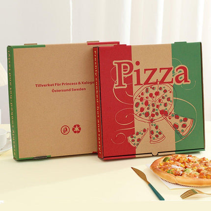 50pcs Pizza Packing Boxes Folding Box Durable Food Storage Containers Colourful