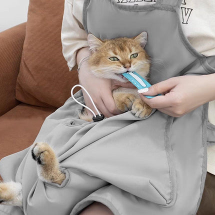Cat Carrying Apron Non Stick Hair Kangaroo Pouch Pet Grooming Suit Portable