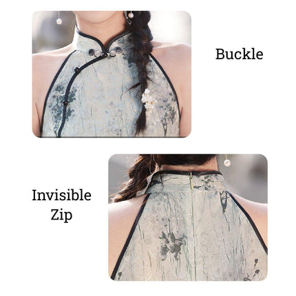 Sleeveless improved Retro Jacquard New Chinese Style Waist Women Cheongsam