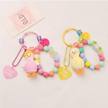 Cartoon Little 3D Duck Keychain Cute Key Chain Car Bag Key Ring Couple Pendant - Aimall