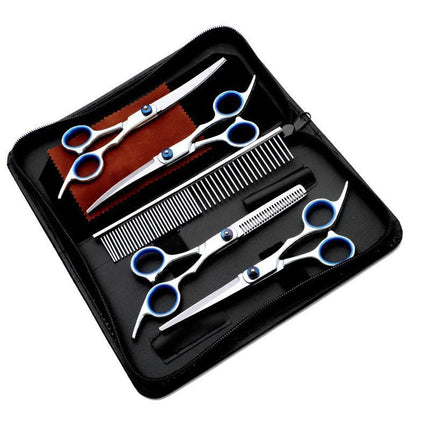 7" Pet Grooming Scissors Set Straight Curved Dog Cat Cutting Thinning Shears 7x - Aimall