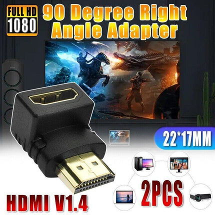 Utility HDMI Male to HDMI Female 90 Degree Right Angle Adapter Plated Converter - Aimall