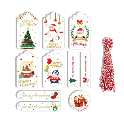 50PCS Christmas Kraft Paper Gift Tags Vintage Holiday Party Card Packaging Decor