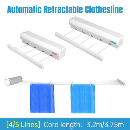 Wall Mounted Clothes Hanger Dryer Clothesline Laundry Washing Line Drying Rack