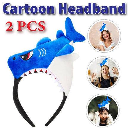2pcs Blue Shark Cartoon Hairbands Face Washing Headband for Hair Accessories