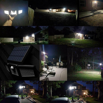3 Head Solar Motion Sensor Light Outdoor Garden Wall Security Flood Lamp 74LEDs - Aimall