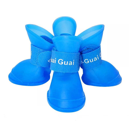 4pcs Cartoon Boots Pet Rain Shoes Waterproof Non-Slip Wear-Resistant Dog Shoes