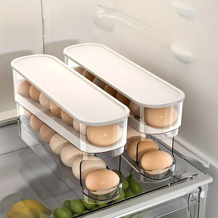 Household Slide Anti-drop Egg Box Refrigerator Door Automatic Rolling Egg Box