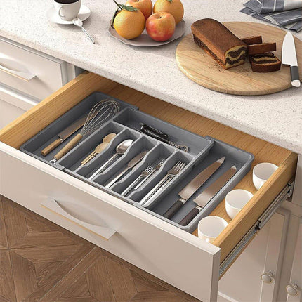 Extendable Cutlery Storage Box Household Portable Retractable Tray Organizer