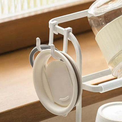 Double Cup Holder Home Desktop Upside Down Draining Rack Storage Shelf Organiser
