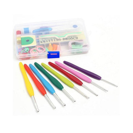 Knitting Needles Crochet Hooks Set Tools Kit Yarn Sewing Tools Grip With Box DIY - Aimall