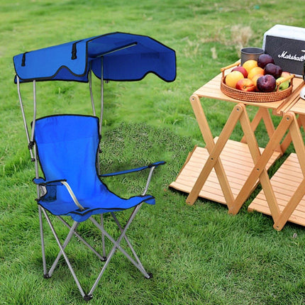 Canopy Chair Foldable W/ Sun Shade Beach Camping Folding Outdoor Fishing Blue - Aimall