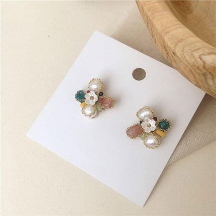Handmade Petal Flower Earrings for Women Contrast Color Fashion Jewelry Trendy