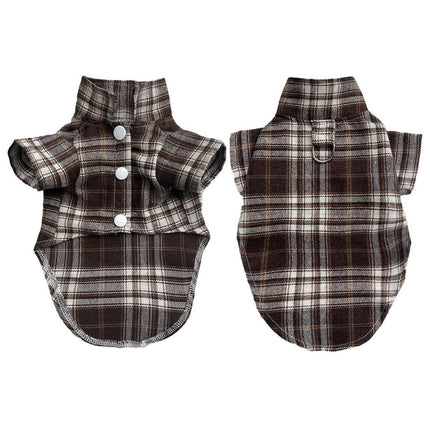Soft Puppy Plaid Shirt Dog Clothes Jumpsuit Cat Pet Check Coat Summer T-shirt