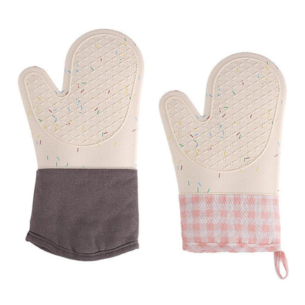 Silicone Oven Mitts Long Heat Resistant Anti-Hot Microwave Insulation Gloves