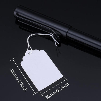 500PCS White Strung Tags Labels Retail Luggage Jewelry price tags with string - Aimall