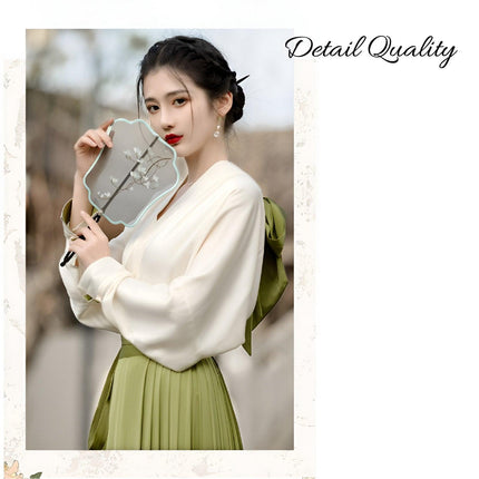 Elegant Traditional New Chinese Style Improved Hanfu Two-piece Dress Women - Aimall