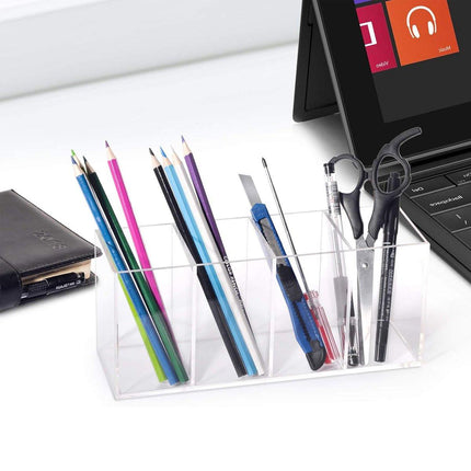 Transparent Acrylic Storage Box with Four Compartments Organiser for Home Office
