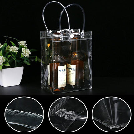 100x PVC Transparent Gift Tote Bag with Snap Button for Packaging - Aimall