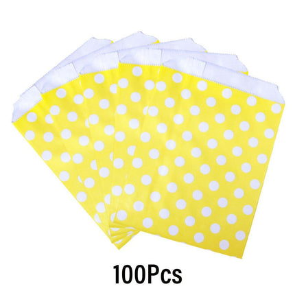 100pcs Colourful Polka Dot Paper Bags for Food Desserts Party Treats Packaging