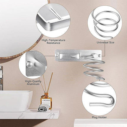 Wall Mounted Hair Dryer Holder Bathroom Storage Rack Curling Iron Organizer