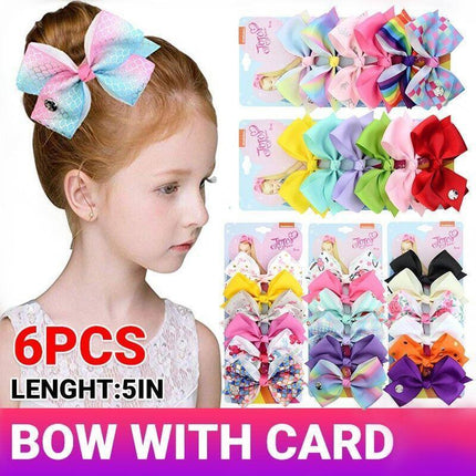 6Pcs Signature For Jojo Siwa Bows Girls Fashion Hair Accessories Party Gift - Aimall
