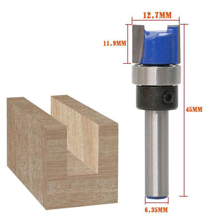 3PCS 1/4" Shank Flute Flush Trim Router Bit Set Top Bearing Milling Cutter Kit - Aimall