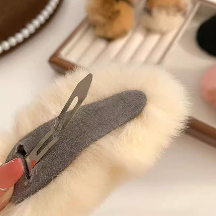 Large Plush Hair Claw Imitation Fur Big Shark Clip Faux Rabbit Fur Hair Clip - Aimall