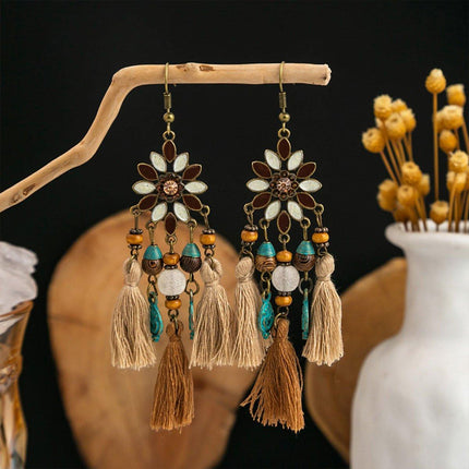 Chic Bohemian Dreamcatcher Tassel Earrings Geometric Design Women Jewelry