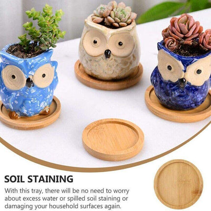 4x Round Bamboo Wooden Coaster Tea Coffee Drink Holders Pallet Beverage Mat Pad - Aimall