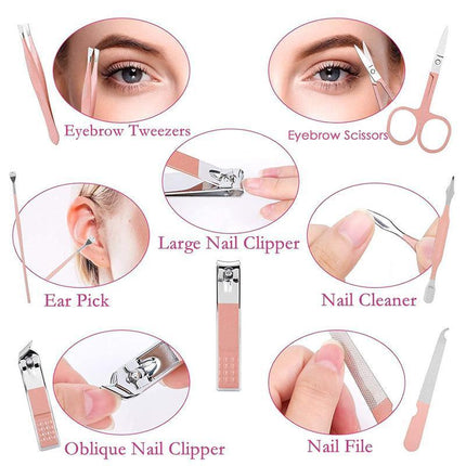 7PCS Manicure Pedicure Set Stainless Nail Clippers Kit Cuticle Grooming Case AU - Aimall