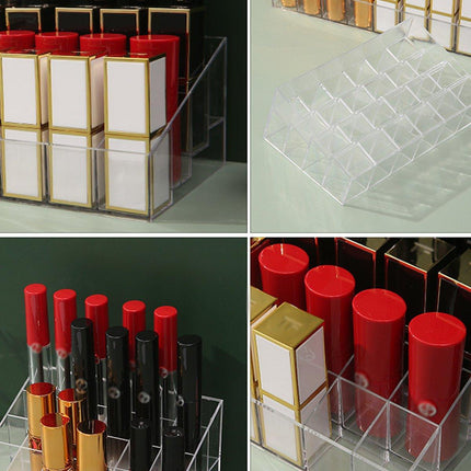 3pcs Transparent Lipstick Organizer Cosmetic Holder Storage Box for Makeup