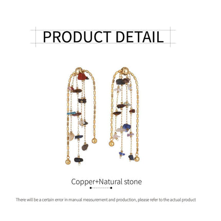 Fashion Earrings Colourful Natural Stone Tassel Earrings Women Jewelry Gift