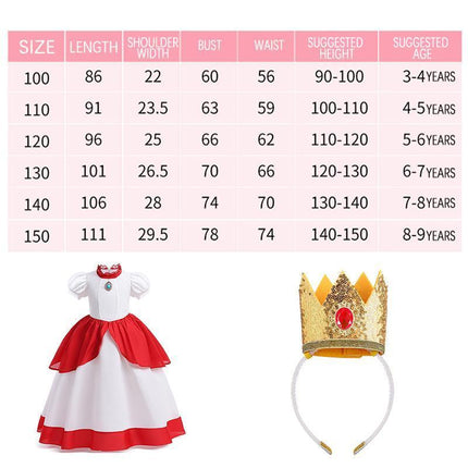 Little Princess Peach Dress for Girls Cosplay Costume