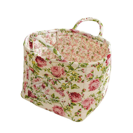 Portable Fabric Storage Basket Korean Pastoral Style Organizer for Home Sundries