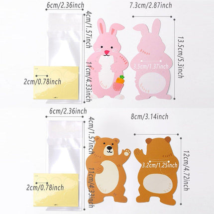 100pcs Cute 3D Cartoon Animal Candy Bags for Party Favors Birthday Gift Wrapping