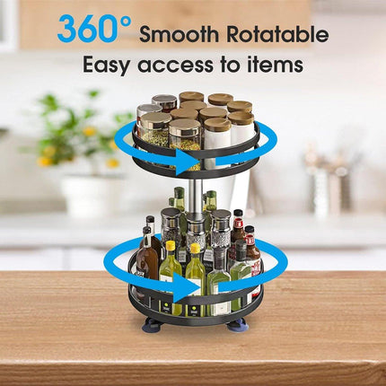 Kitchen Rotating Spice Rack Triple Layer Countertop Organizer Storage Shelf