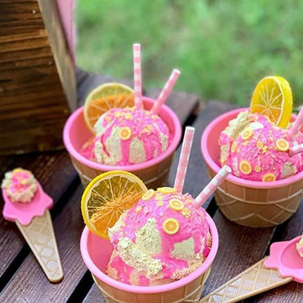 7Pc Set Colourful Ice Cream Cups and Bowls with Spoons Dessert Gift Set