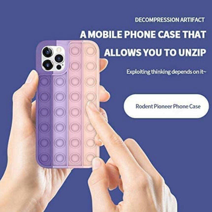 Purple-Pink Pop Fidget Toys Push It Bubble Phone Case For iPhone 7 8 Plus X XR 11 12 Pro Max - Aimall