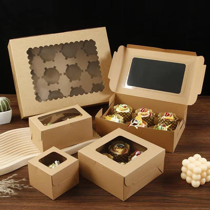 25Pcs Paper Cupcake Box with Window for Party Wedding Bakery Gift Packaging