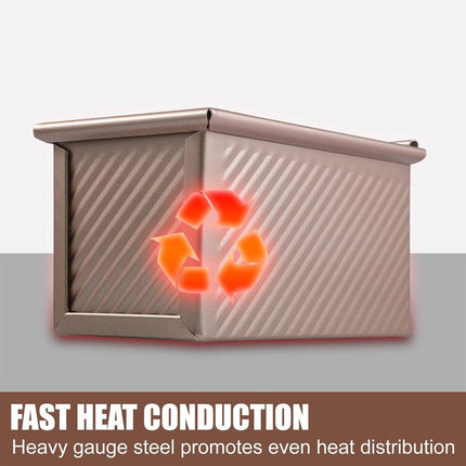 Golden Toast Bread Box with Lid Non Stick Baking Mould for Oven Kitchen Tools